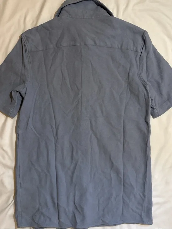Zara Men’s Short-Sleeve Button-Down Shirt - Dusty Blue - Picture 4 of 4